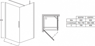 Душевая дверь Jacob Delafon CONTRA E22T81-GA 80*200